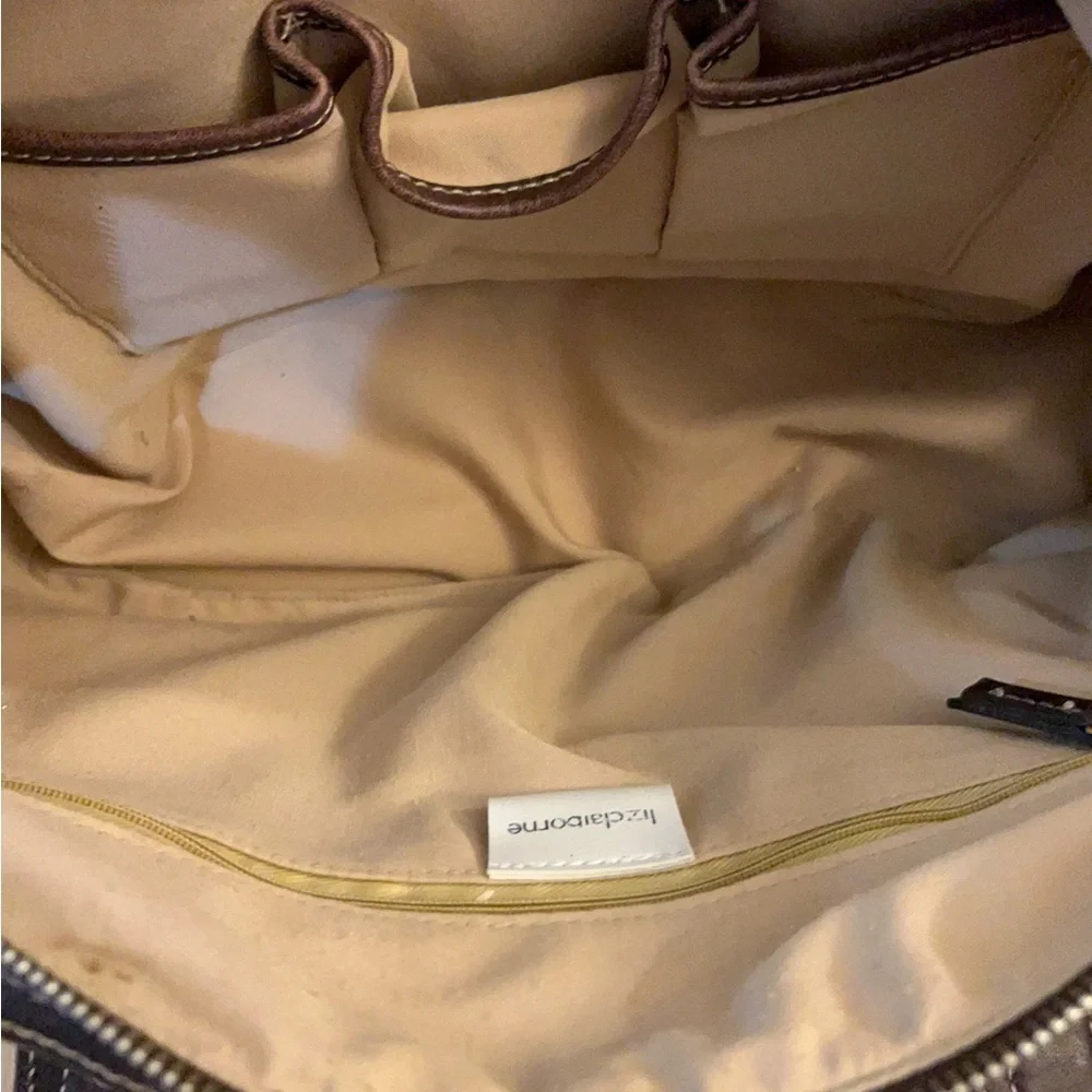 Vintage Liz Claiborne Women’s Dark Brown Leather Satchel with Dual Top Handles